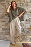 Lindin Linen Blend Dart Barrel Pant Washed Sandstone